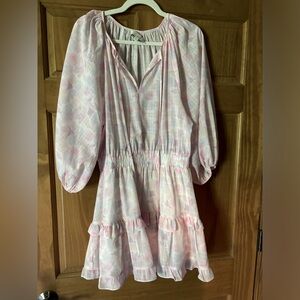 Pinch Pink and White Watercolor Dress